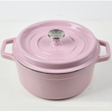 Pink Enamel Round Cast Iron Casserole with factory price